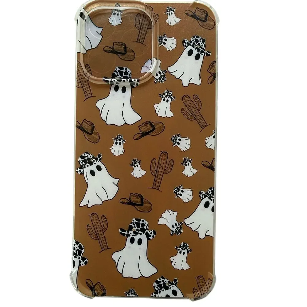 Iphone 16 Pro Max Case Jelly Ultra Slim Cowboy Ghosts Cactus Hats New Halloween
